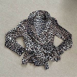 GANNI Leopard Print Silk Blouse